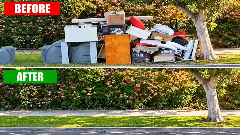 Furniture, appliances and bags collected for resale, recycling and approved disposal in Dubai, before and after